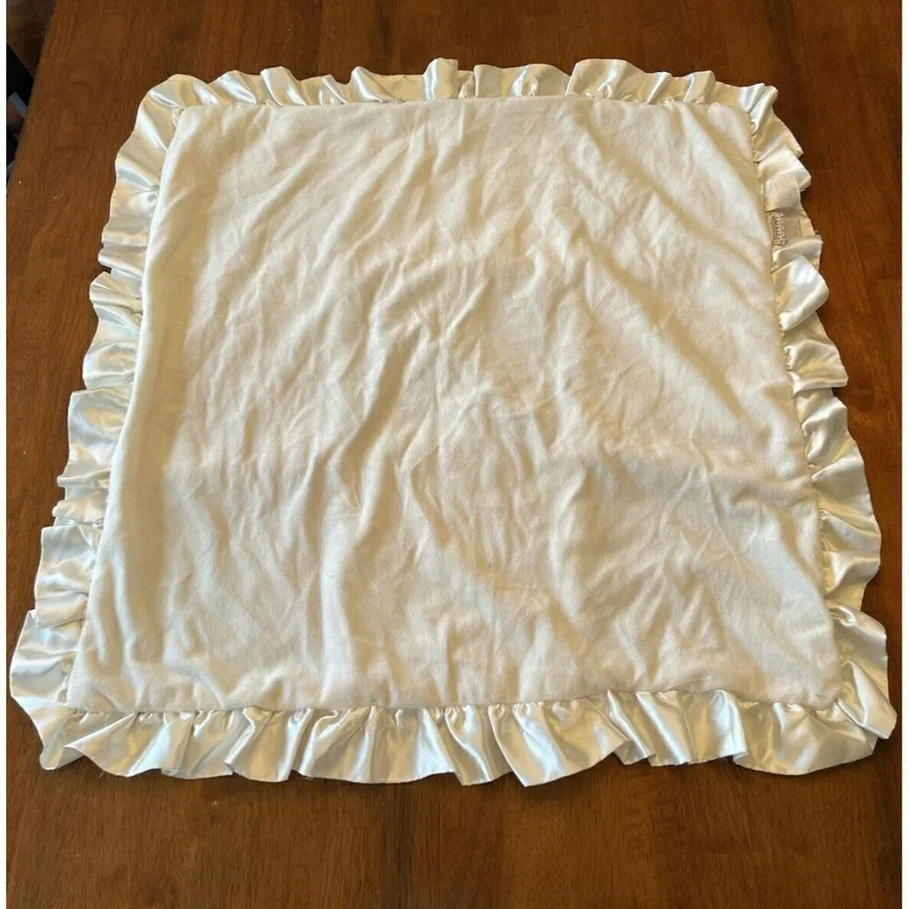 Miniville Layette Baby Blanket Blue Ivory White